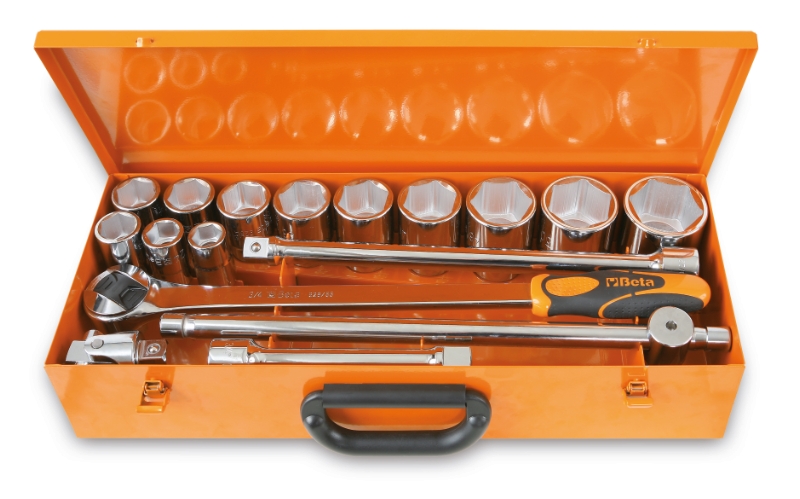 Beta 009280957 928B/C12 12 hexagonal Socket wrenches and 4 drill bits in sheet metal case