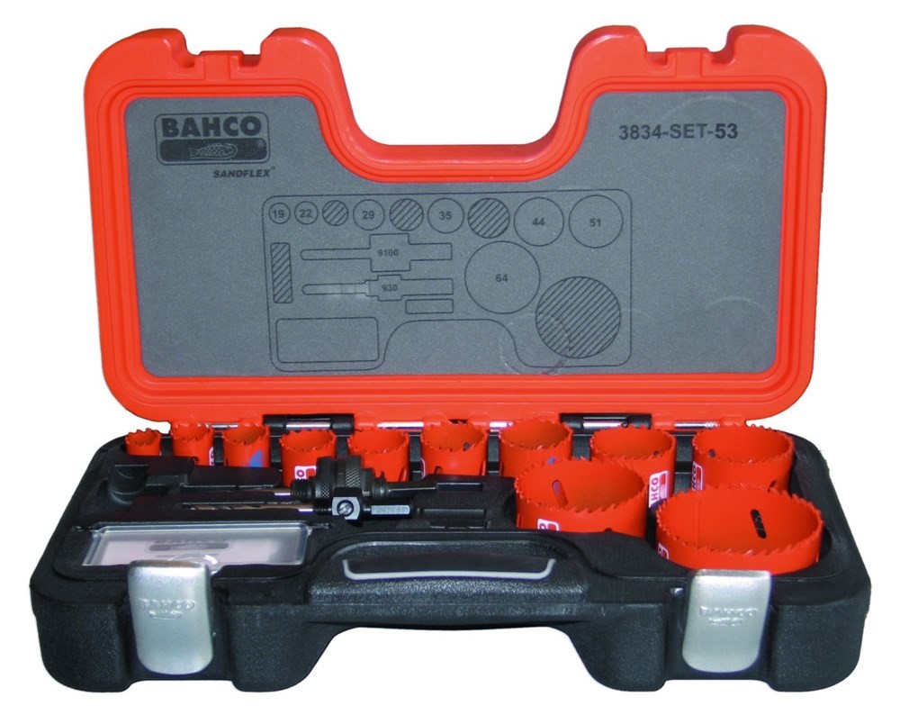 Bahco 3834-SET-53 Hole saw Set 19/22/25/29/30/35/37/41/52/60/79 mm