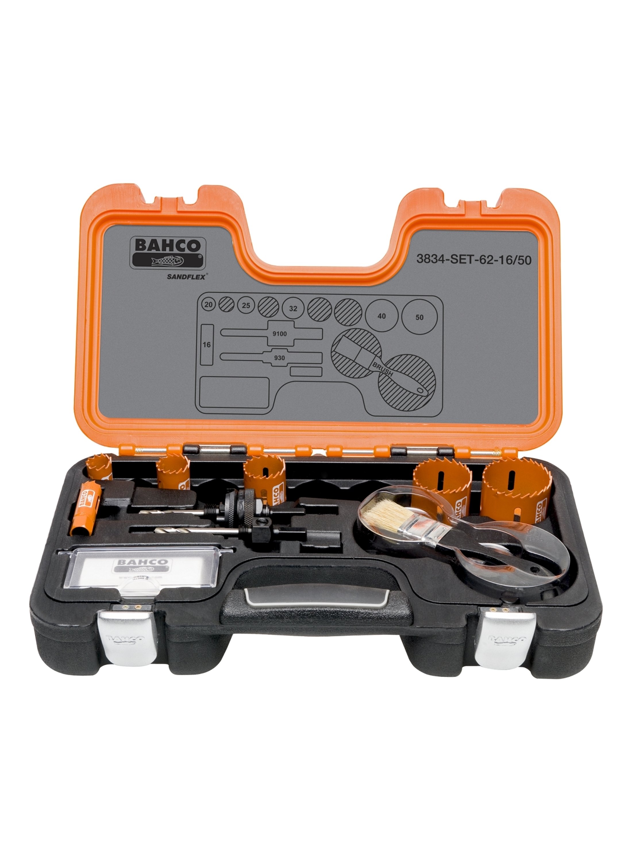 Bahco 3834-SET-62-16/50 Hole saw Set 19/21/22/38/48 mm