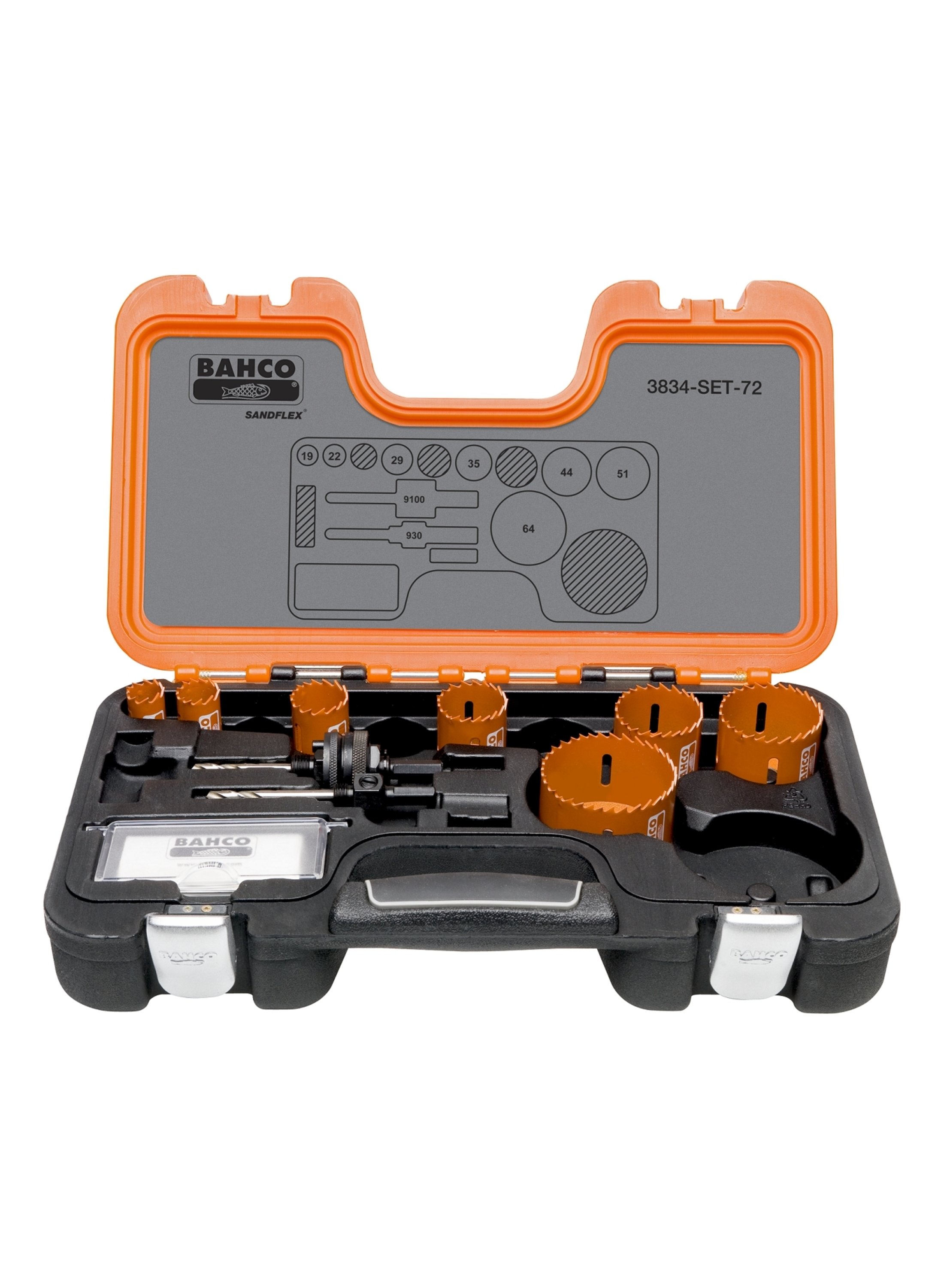 Bahco 3834-SET-72 Hole saw Set 19/22/29/35/44/51/64 mm