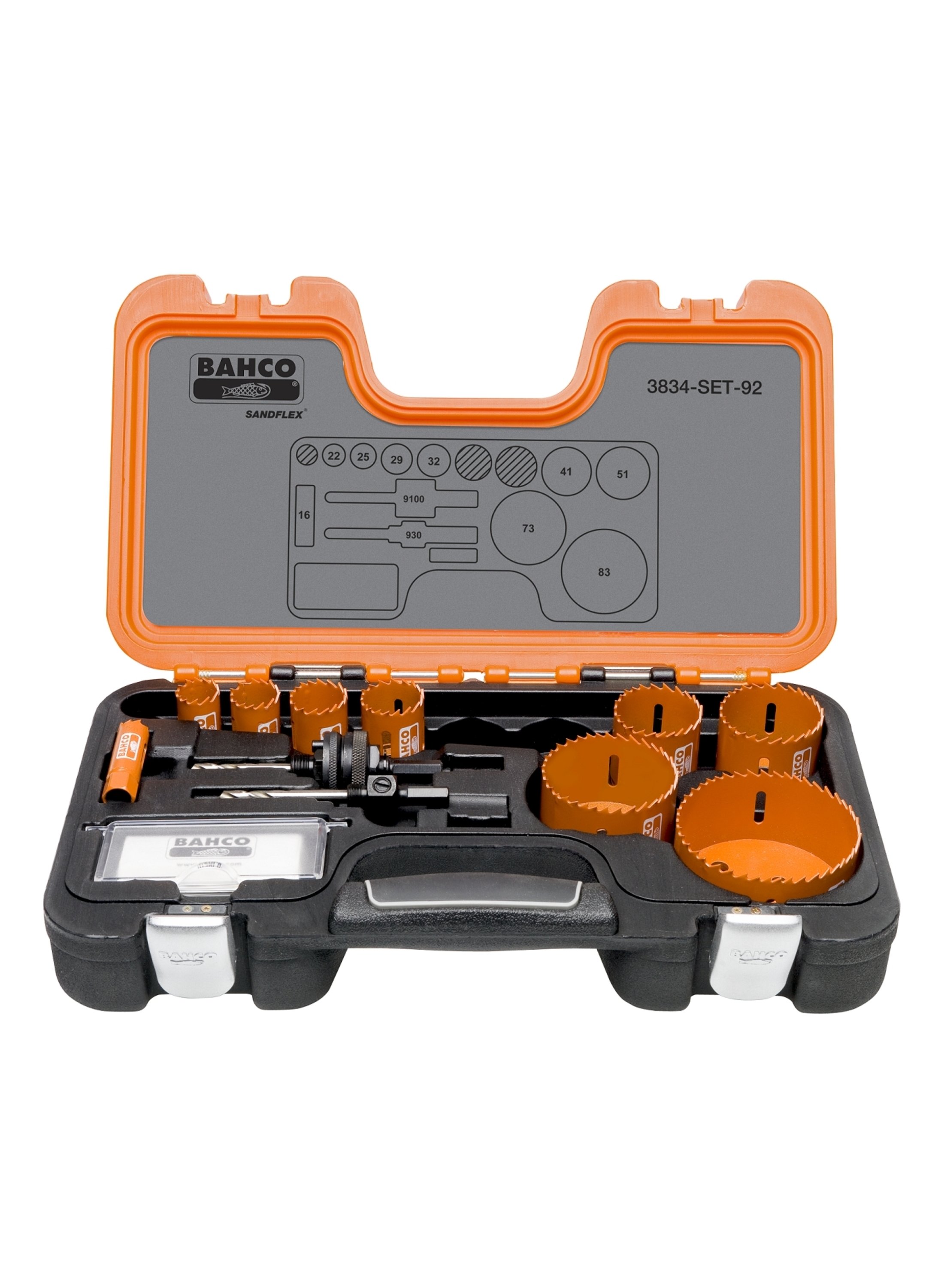 Bahco 3834-SET-92 Hole saw Set 16/22/25/29/32/41/51/73/83 mm