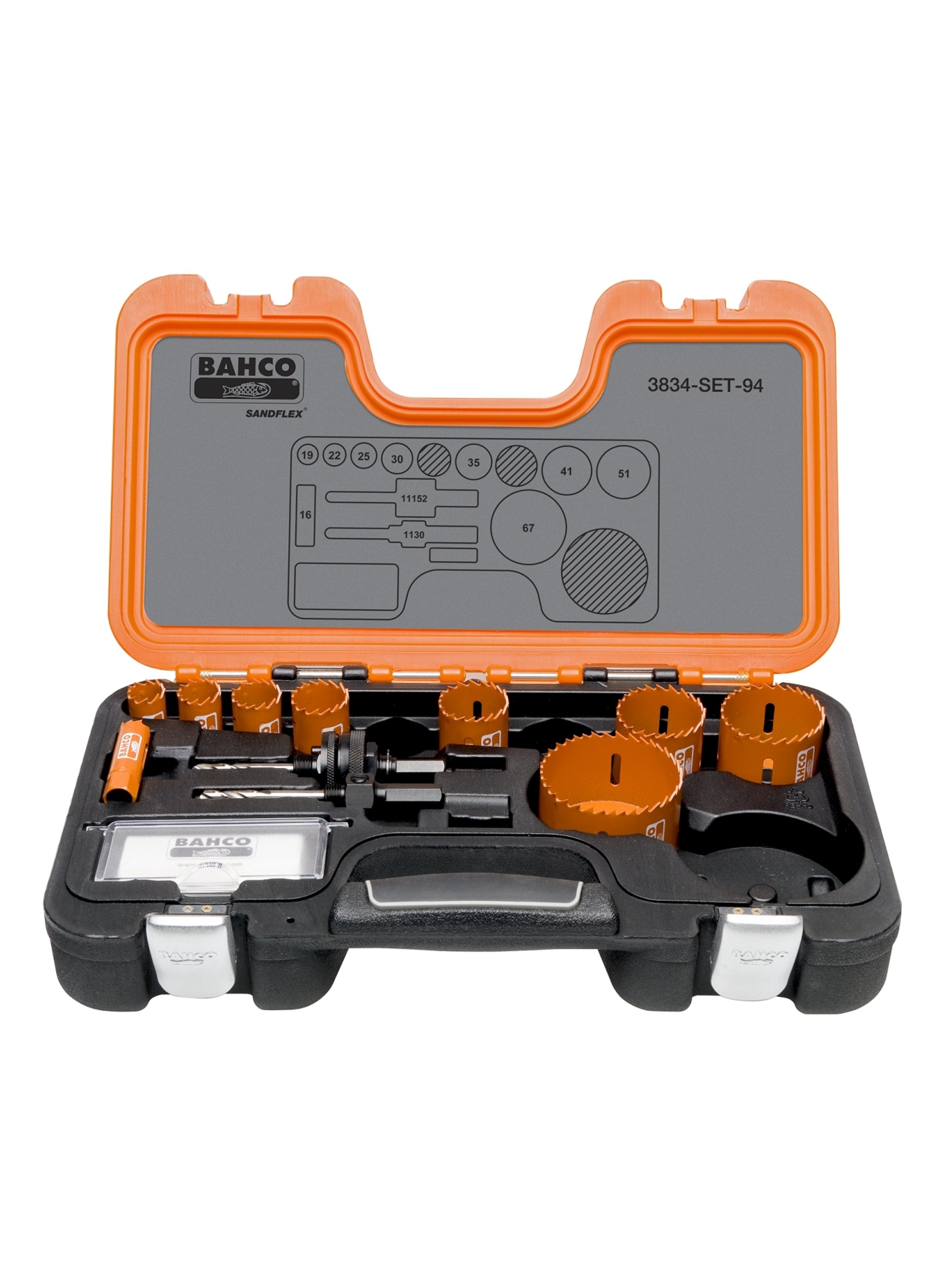 Bahco 3834-SET-94 Hole saw Set 16/19/22/25/30/35/41/51/67 mm