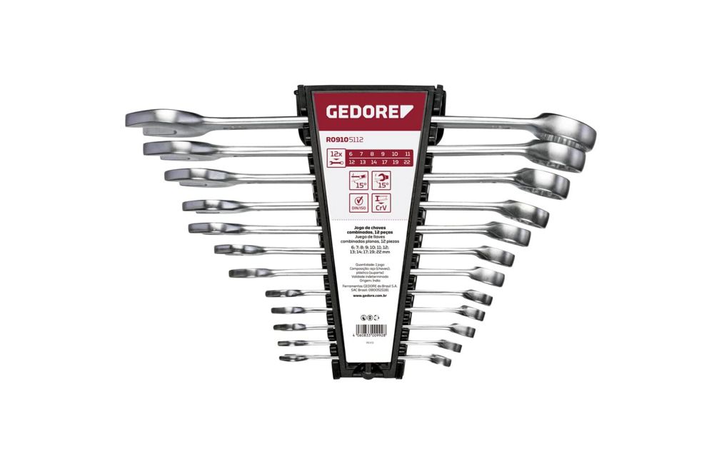 Gedore RED 3300992 R09105112 Ring Spanner Set 6 - 22mm Metric 12-Piece