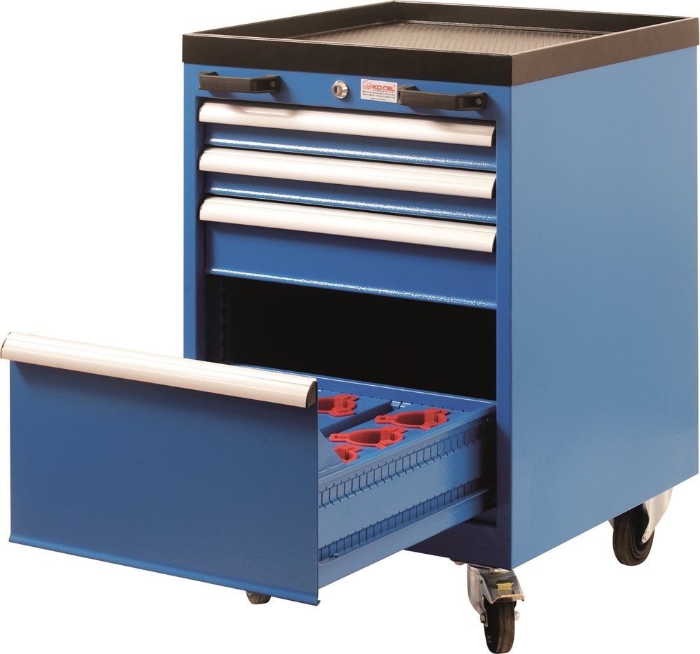 Huvema K2740 Workshop cart with 12 CNC universal tool holders and 4 drawers