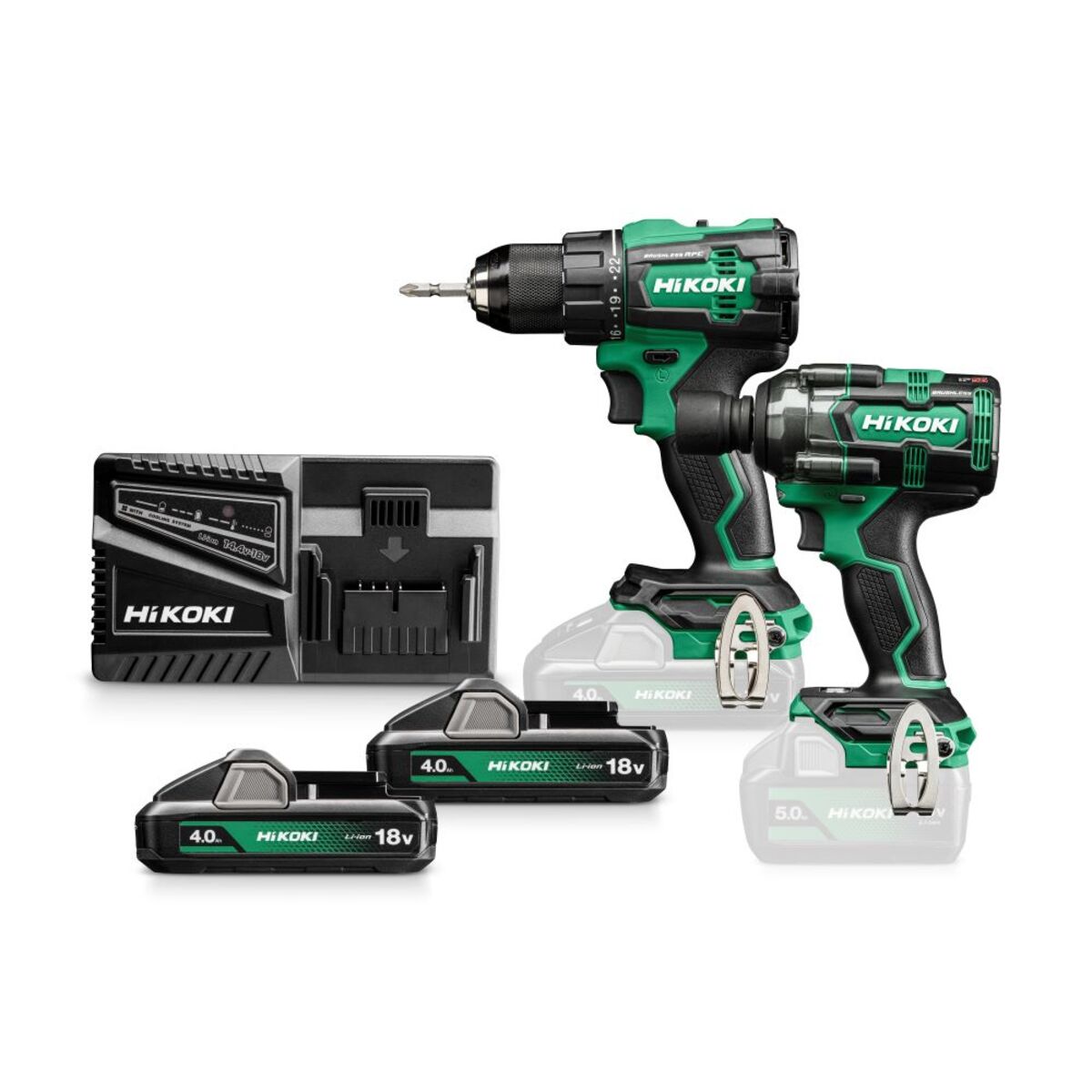 HiKOKI KC18DEWLZ Comboset - DS18DE cordless drill + WR18DH cordless impact wrench 18V 4.0ah Li-Ion in HSC III