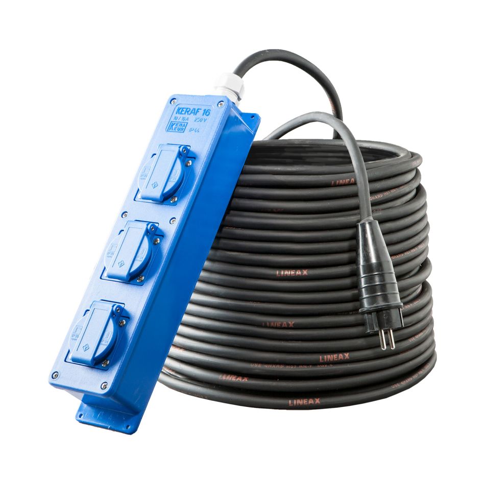 Keraf 119464 Extension cable 3 m H07RN-F 3G2,5 pin earthing 3-gang