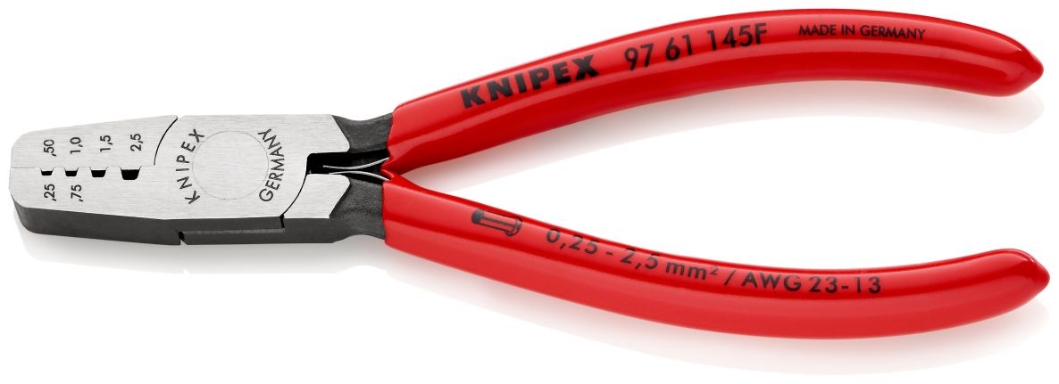 Knipex 9761145F Crimping Pliers for end sleeves DIN 46228 parts 1 + 4 from 0.25 to 2.5 mm²