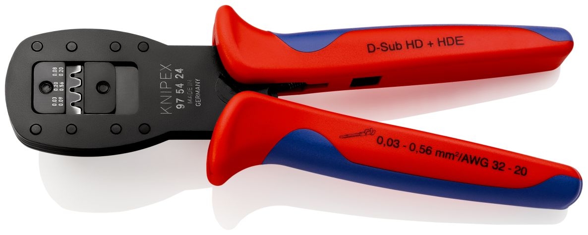 Knipex 97 54 24 Crimping pliers for miniature plugs D-Sub; HD 20; HDE connector