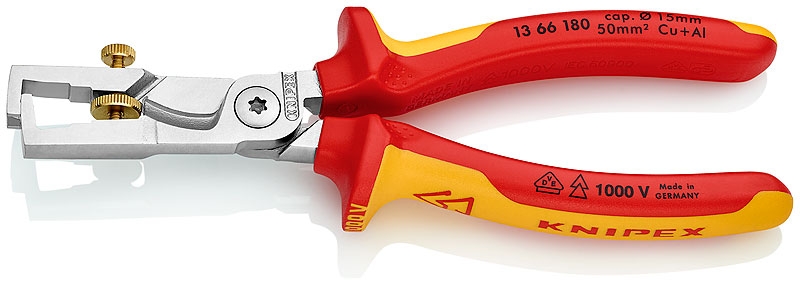 Knipex 13 66 180 1366180 Insulation stripping plier VDE 180 mm with cable cutter
