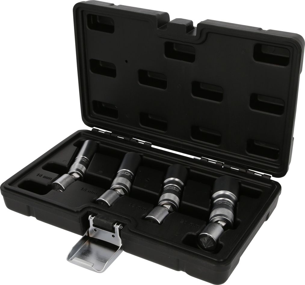 KS Tools 517.1145 3/8" spark plug wrench set, 4-piece, magnetic with hinge