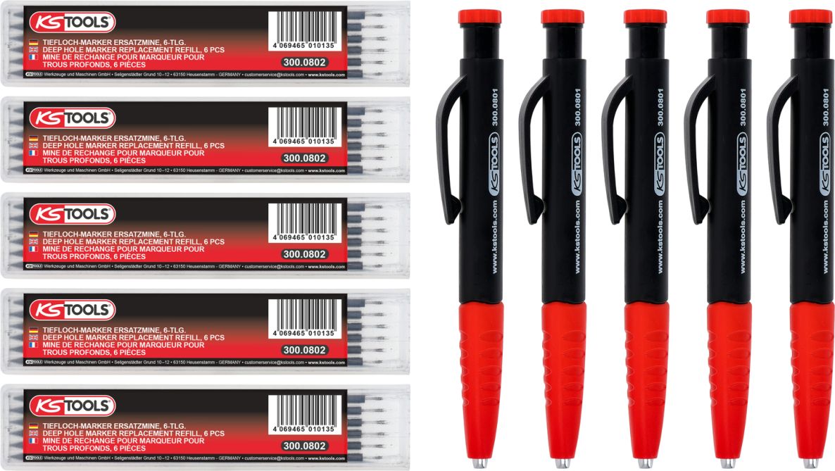 KS Tools 300.0800 2-in-1 Filler pencil and deep-hole marker set 8-piece 5pcs
