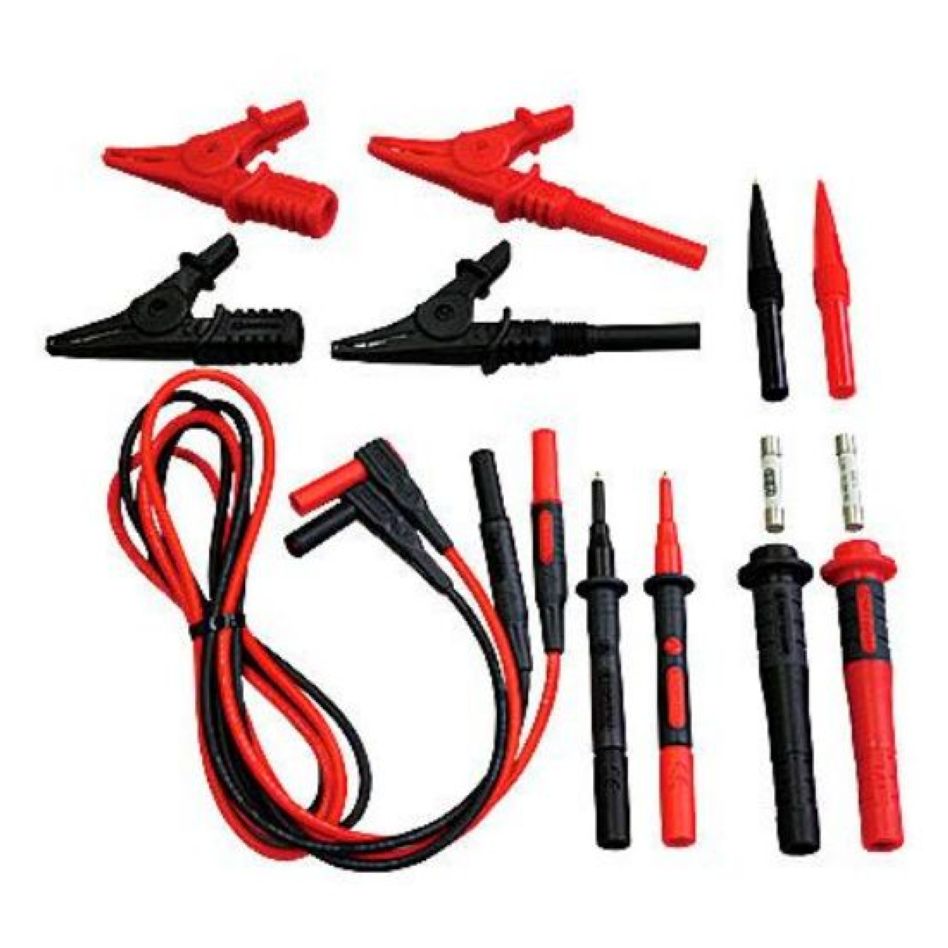 Kyoritsu 07156BT000 Fused test lead kit with test pins and alligator clips (rd/bl)