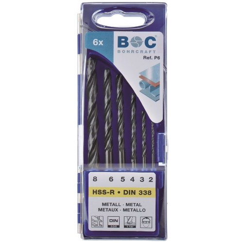 Bohrcraft 11001430006 P6 HSS-R 6-Piece Spiral Drill Set DIN 338