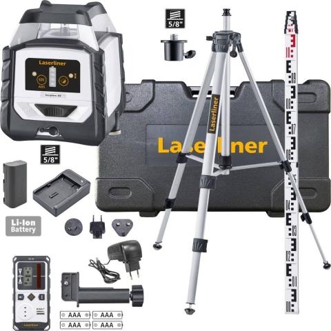 Laserliner 052.500A DuraPlane 360 Set Horizontal 360 degree line laser red with 175cm tripod, receiver and leveling rod 3m