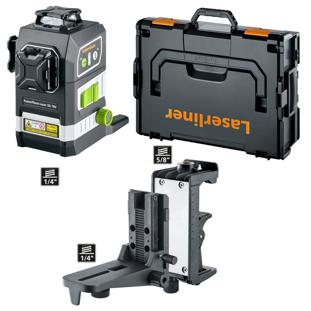 Laserliner 036.380L PowerPlane-Laser 3G Multi 18V SET in L-Boxx excl. battery adapters, battery and charger