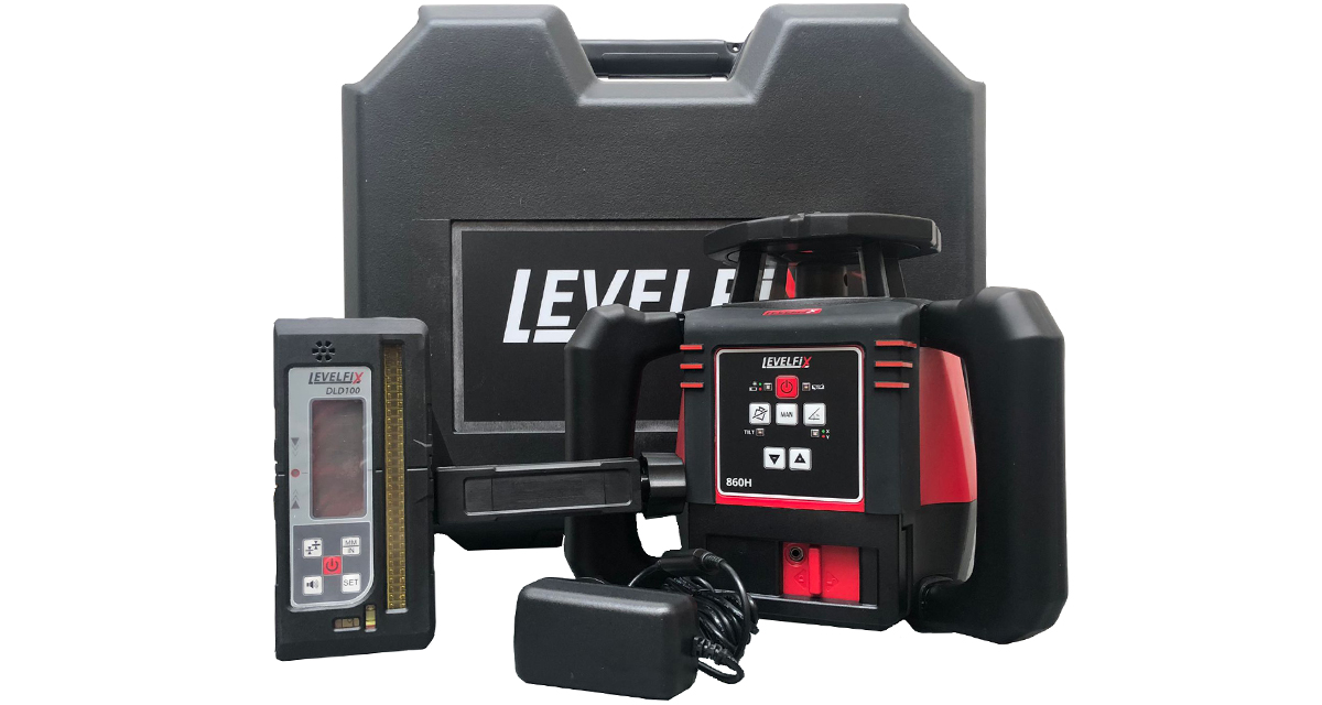 Levelfix 554810 860H Horizontal Red Construction Laser with semi-automatic slope in on both the x and y axes