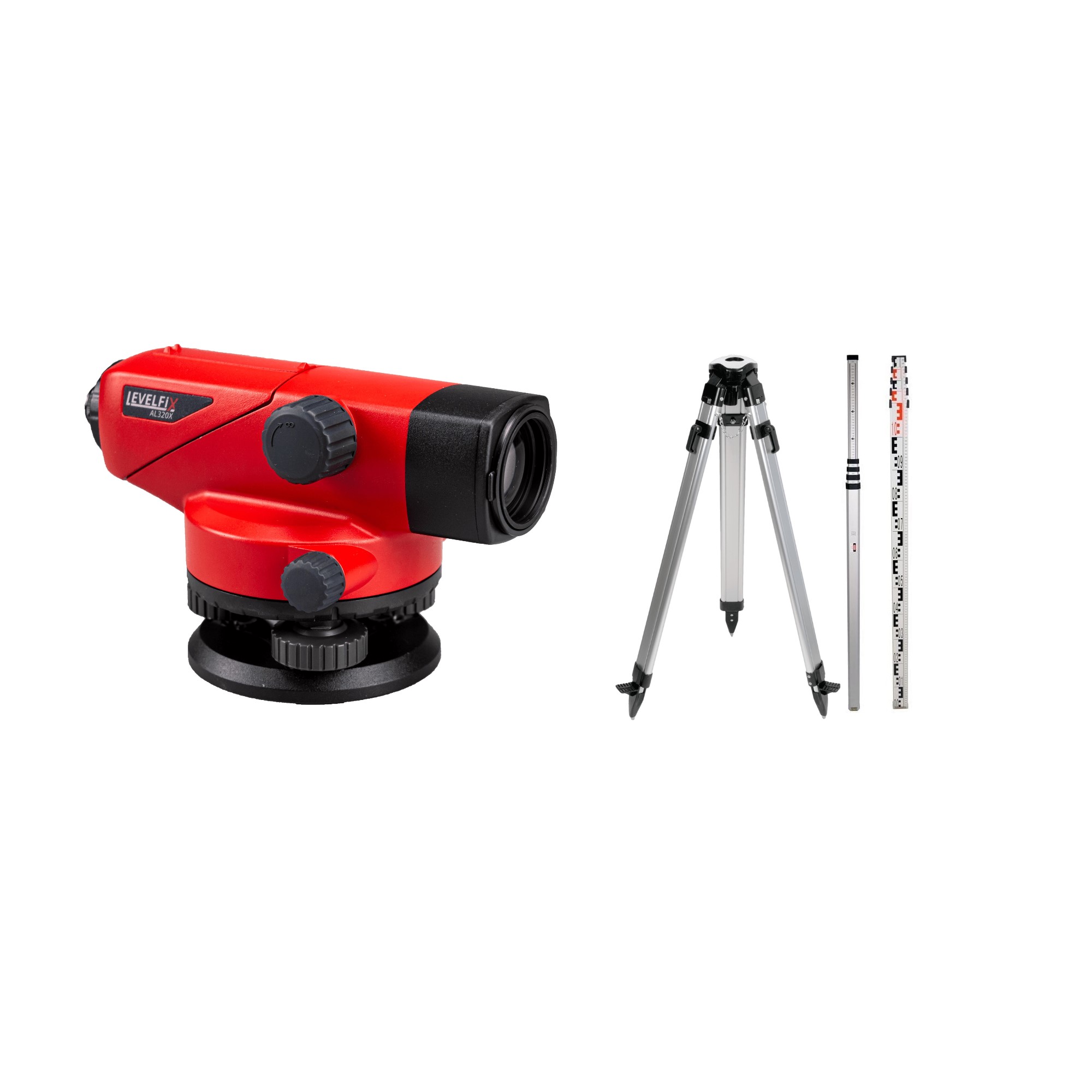 Levelfix 554321 AL320X Leveling Instrument + Spherical Head Tripod 1.8m + Staff 5m