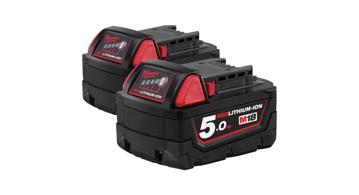 Milwaukee Accessories M18B5DUO M18 B5 Duopack - 2 x battery 18 Volt 5.0Ah Li-Ion
