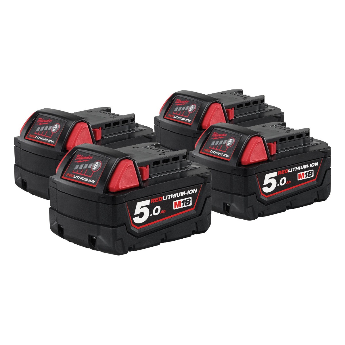 Milwaukee Accessories M18B5QUARTET M18 B5 4-pack 4 x battery 18 Volt 5.0Ah Li-Ion