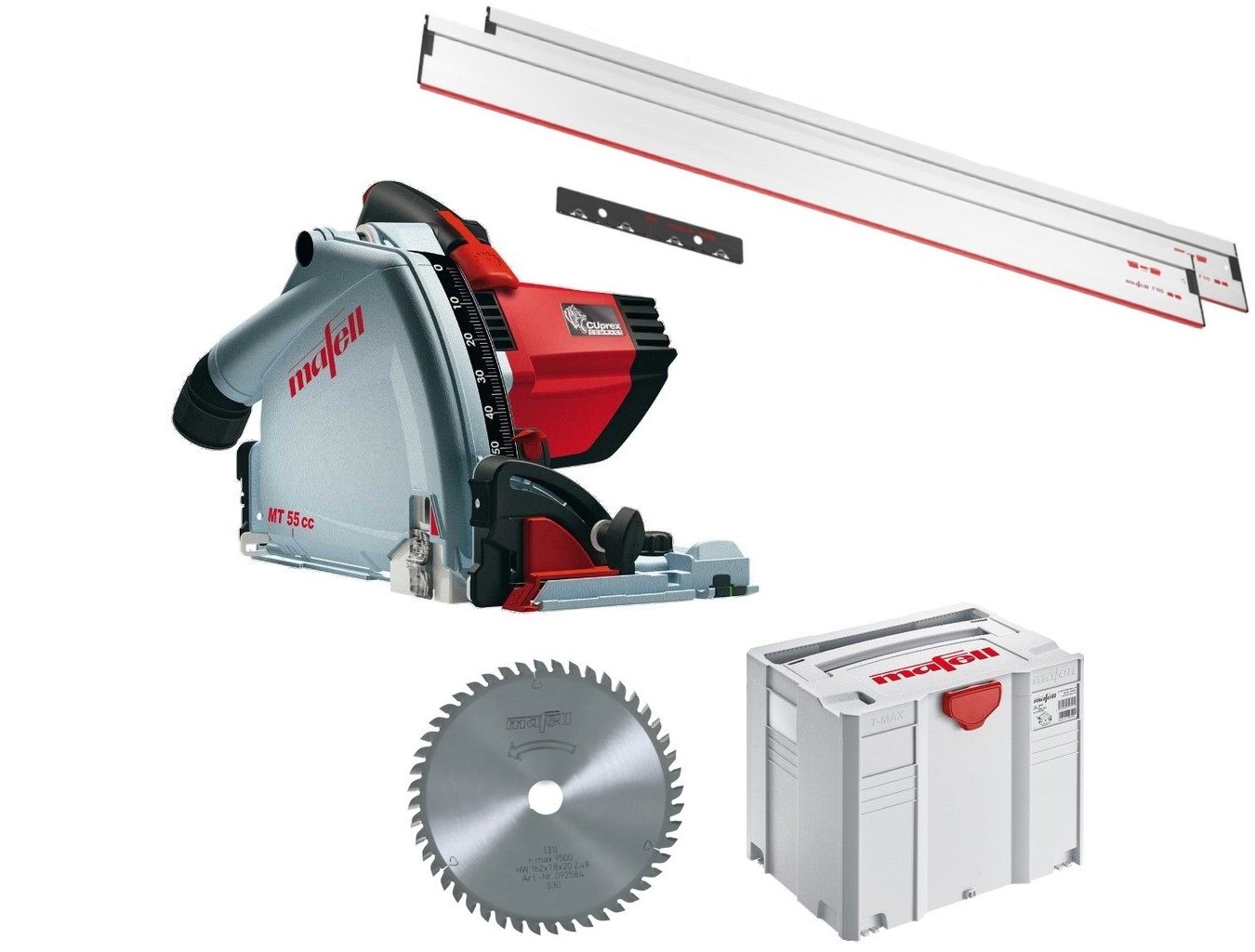 Mafell MT55CC2xF160 MT55 cc Drop saw Midi-MAX in T-Max with 2 x guide ruler F160 and coupler