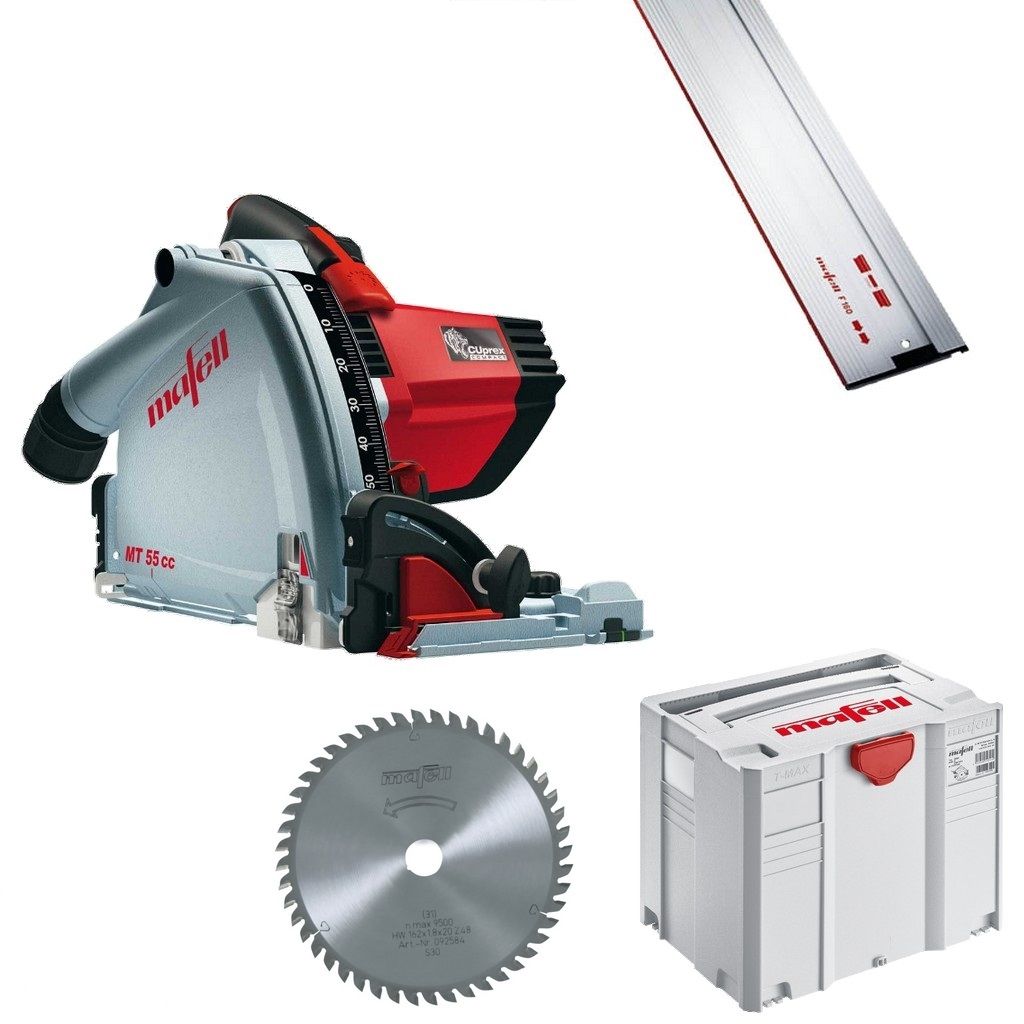 Mafell 1P0467 MT55 CC FAN-SET Drop saw in T-Max + Guide rail 160cm