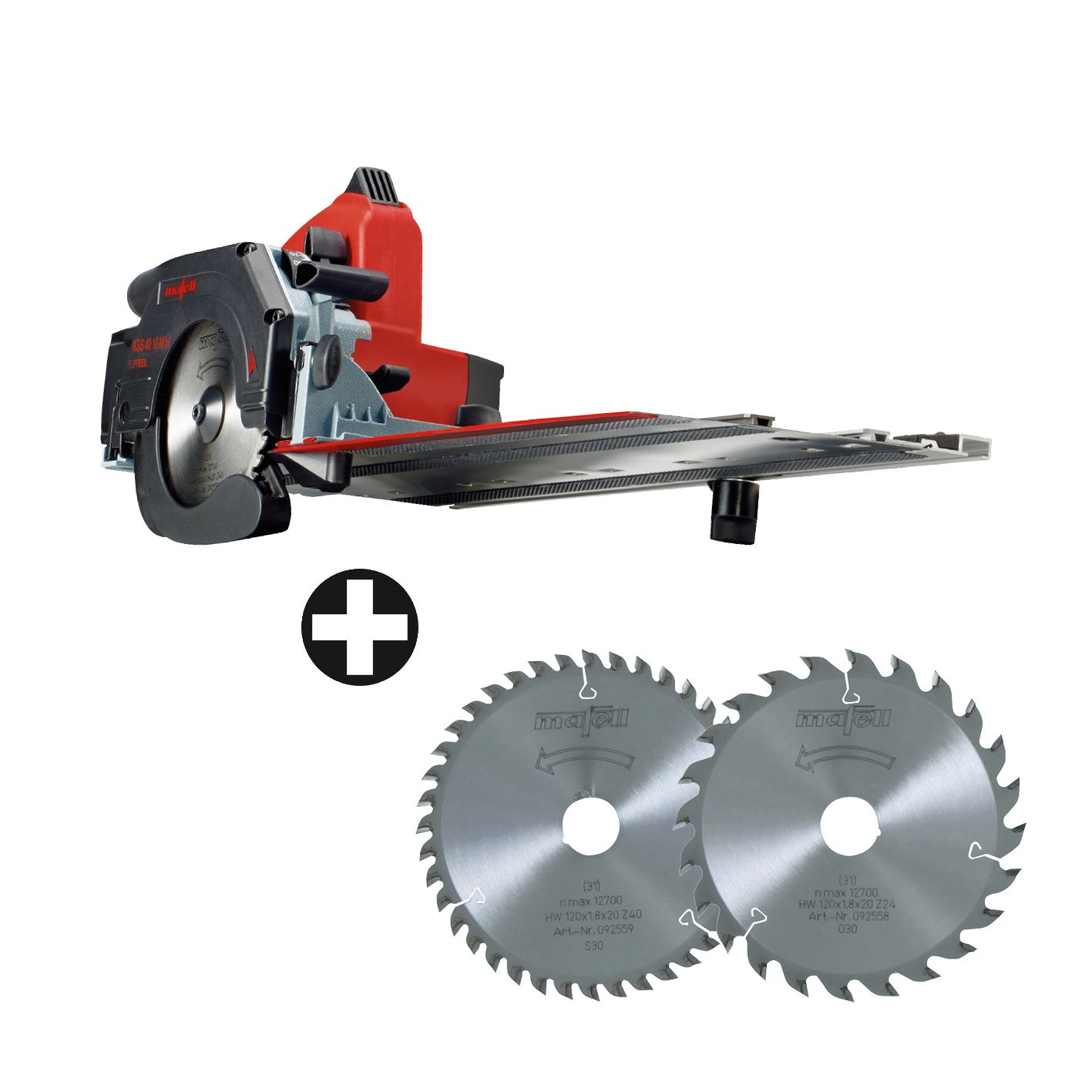 Mafell 1P0463 KSS 40 18M BL Cut-off saw system 18V 5.5Ah Li-HD in T-max + 2 saw blades Z24/Z40