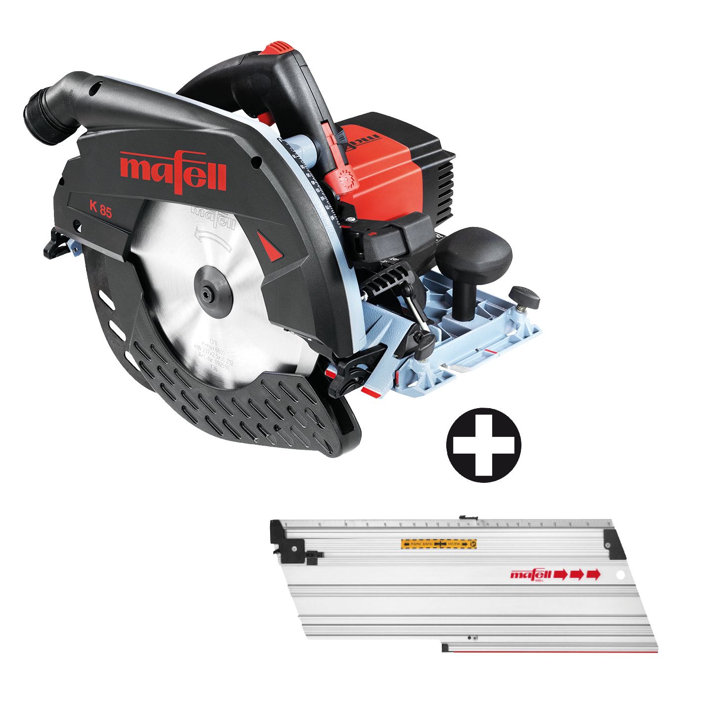 Mafell 1P0487 K 85 Accu Manual Circular Saw excl. battery and charger in L-MAX + Cut-off ruler L