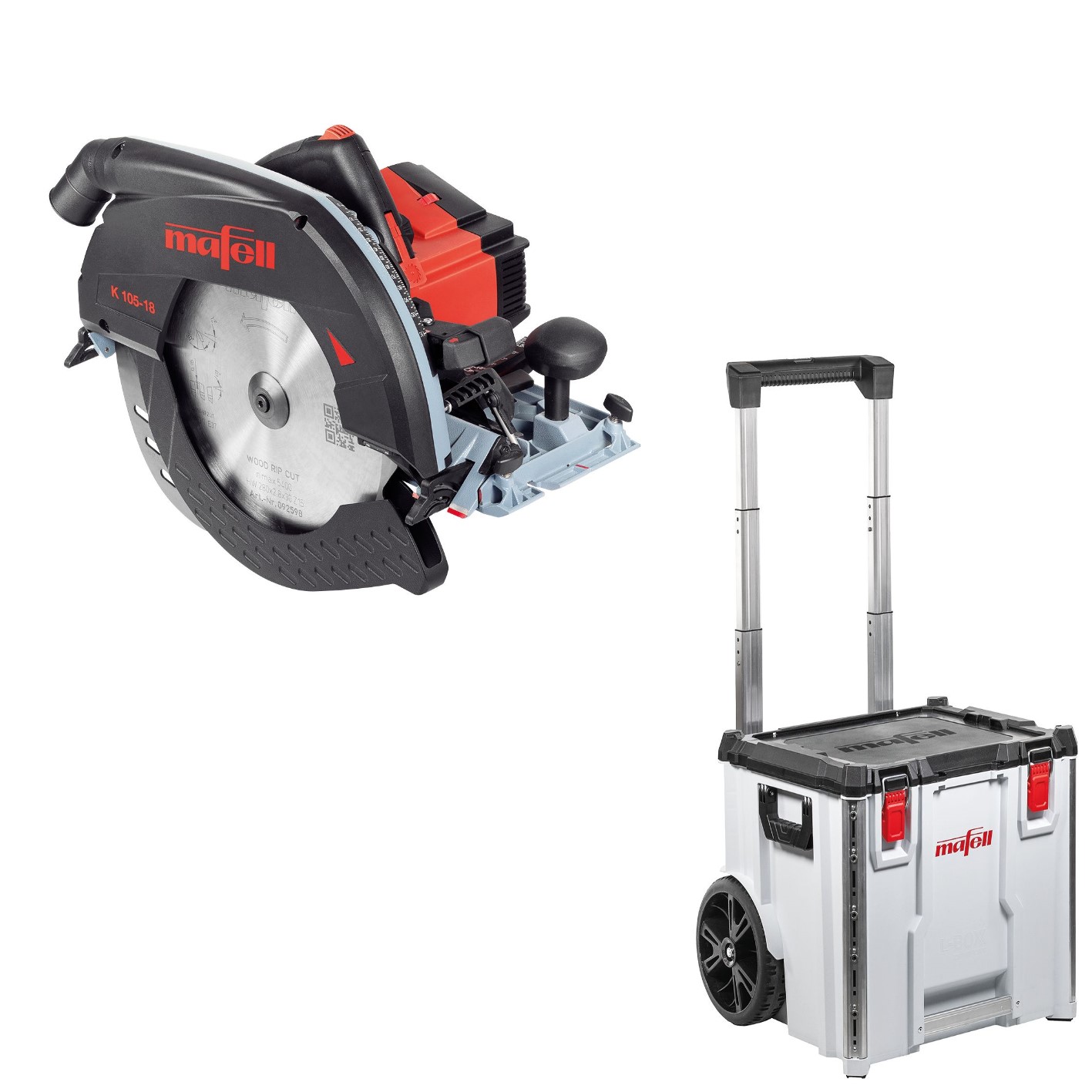 Mafell 1P0499 K 105-18 PURE Accu Manual Circular Saw 18V excl. batteries and charger + Transport case Trolley L-BOXX Contractor