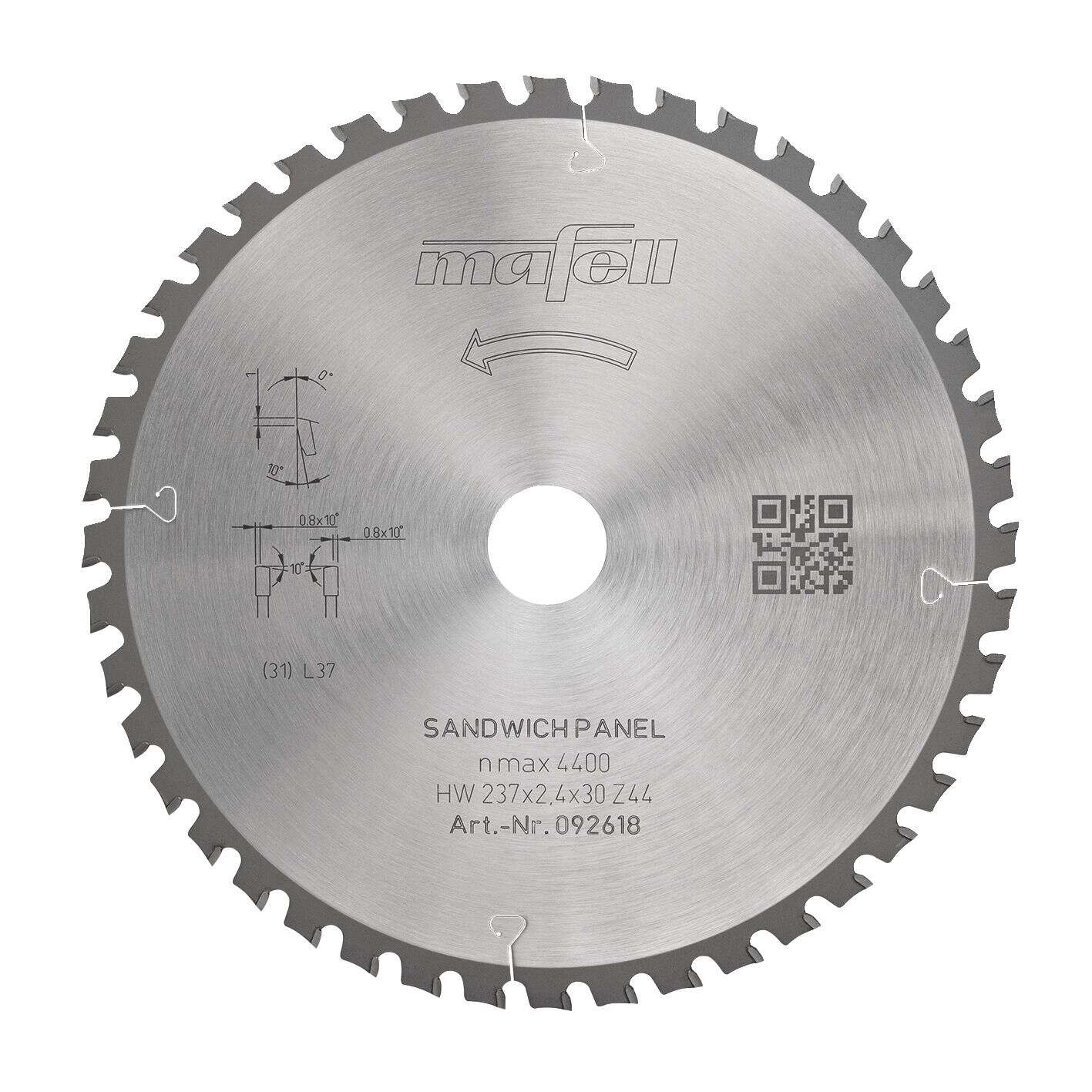 Mafell Accessories 092618 KSB-SP 237 Circular Saw Blade HW, 237 x 2.4 x 30 mm T44 WZFA sandwich panels