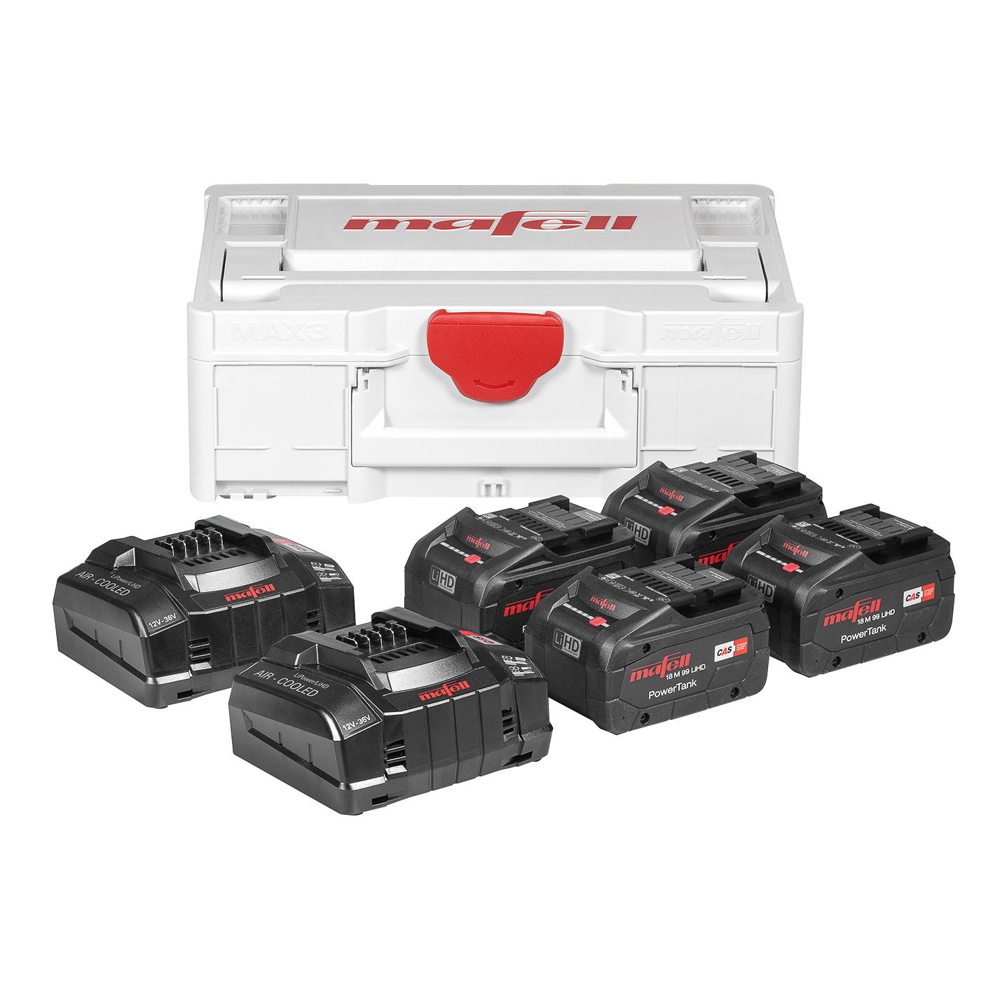 Mafell Accessories 209633 Power-Set 5 - 4 x 18 M 99 LiHD 18V 5.5Ah battery + 2 x APS M+ fast charger in a Max3 case