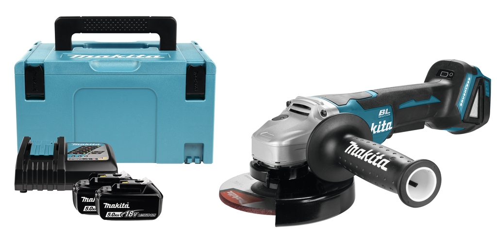 Makita DGA505RTJ 18V 5,0Ah Angle Grinder 125 mm in MakPac