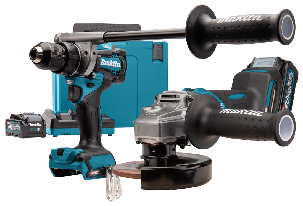 Makita DK0124G201 Combi Set - DF001G Cordless Drill + + GA005 Grinder 40V max 4.0Ah Li-Ion in MakPac