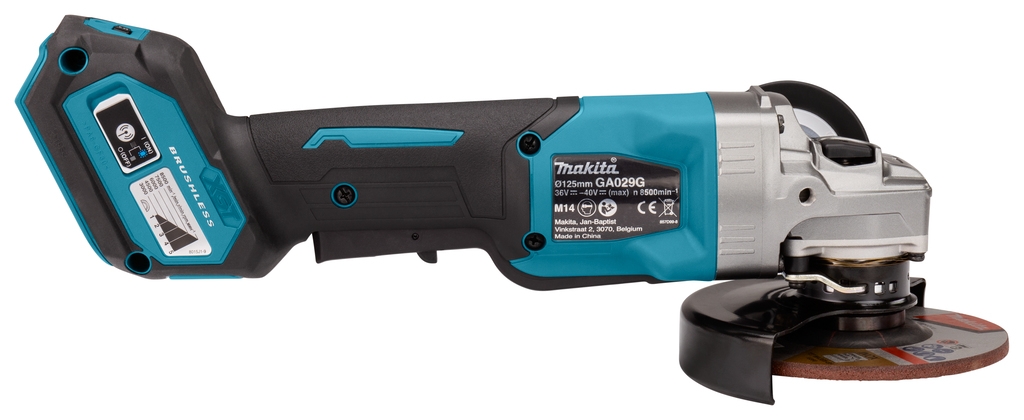 Makita GA029GZ Angle Grinder 40V max with AWS, brake and safety switch 125mm excl. batteries and charger