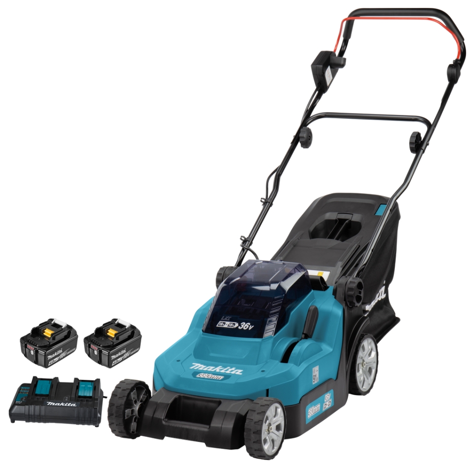Makita DLM382CM2 Cordless Lawn Mower 38 cm 2 x 18 Volt 4.0Ah Li-Ion
