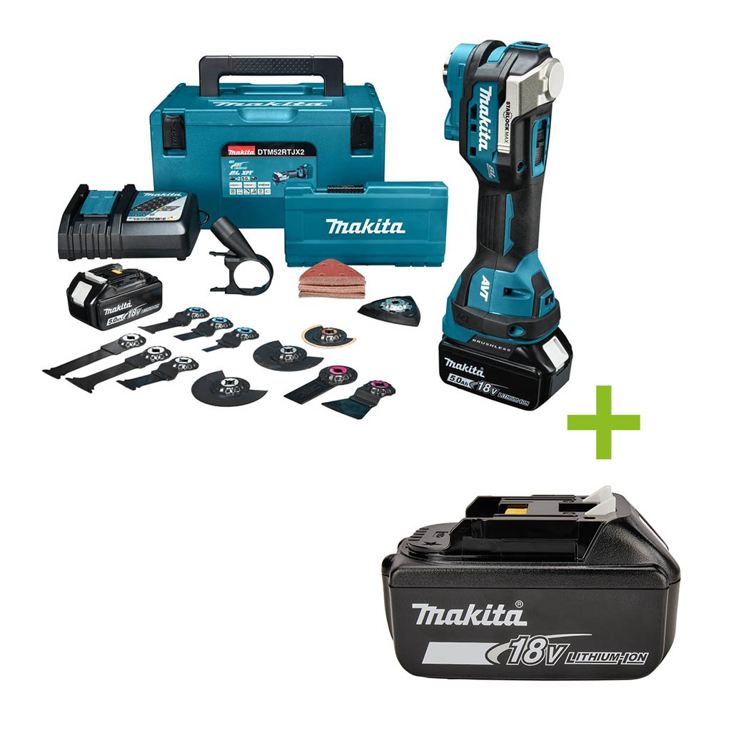 Makita DTM52RTJX2 Multitool Starlock Max 18V 2x5,0 AH Li-ion