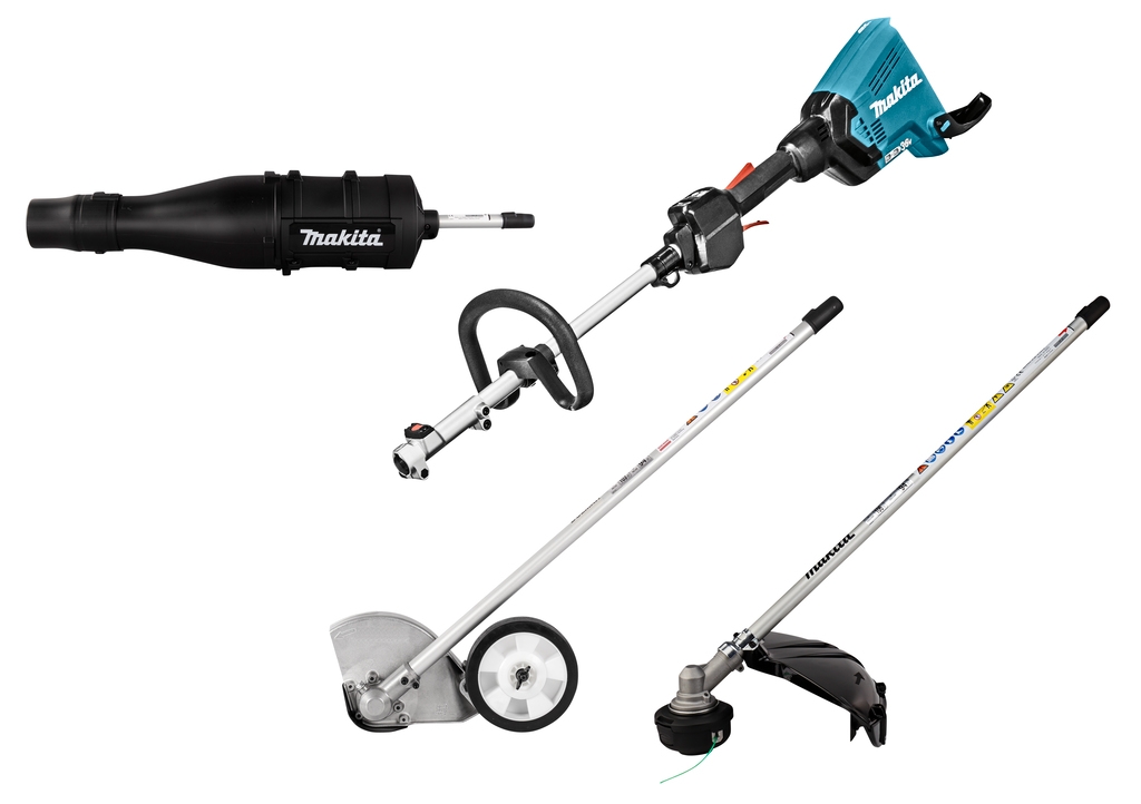 Makita DUX60ZX9 Accu Combi System D-handle 2 x 18V excl. batteries and charger + Trimmer, Edge trimmer and Leaf blower attachment