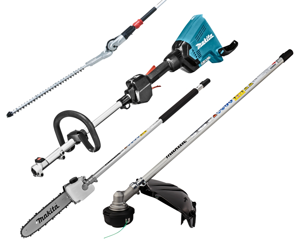 Makita DUX60ZX11 Accu Combi System D-handle 2 x 18V excl. batteries and charger + Brushcutter, Hedge trimmer and Chainsaw attachment