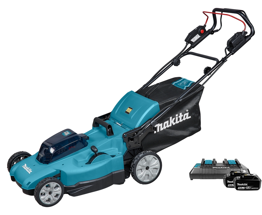 Makita DLM539PT2 Cordless Lawnmower 53 cm 2 x 18 Volt 5.0Ah Li-Ion
