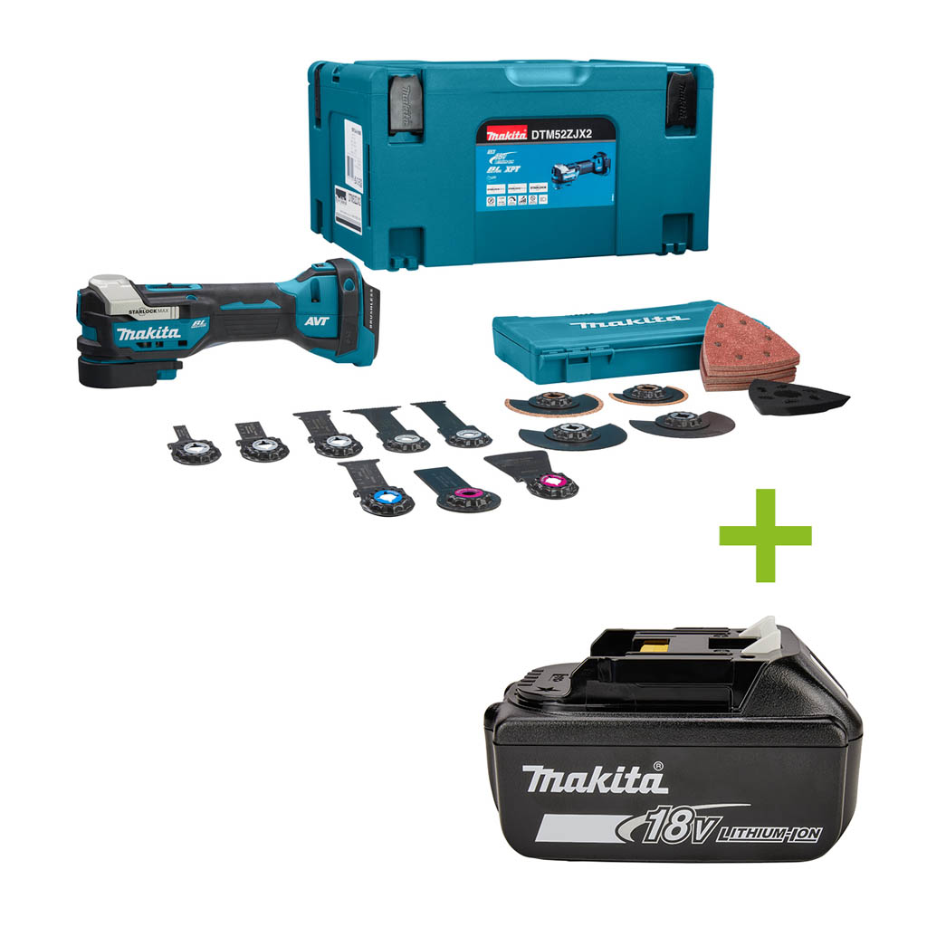 Makita DTM52ZJX2 Multitool Starlock Max 18V + accessories set excl. batteries and charger in Makpac