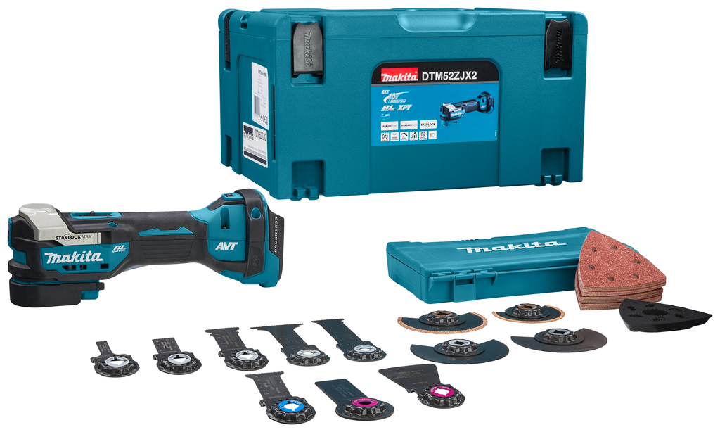 Makita DTM52ZJX2 Multitool Starlock Max 18V + accessories set excl. batteries and charger in Makpac