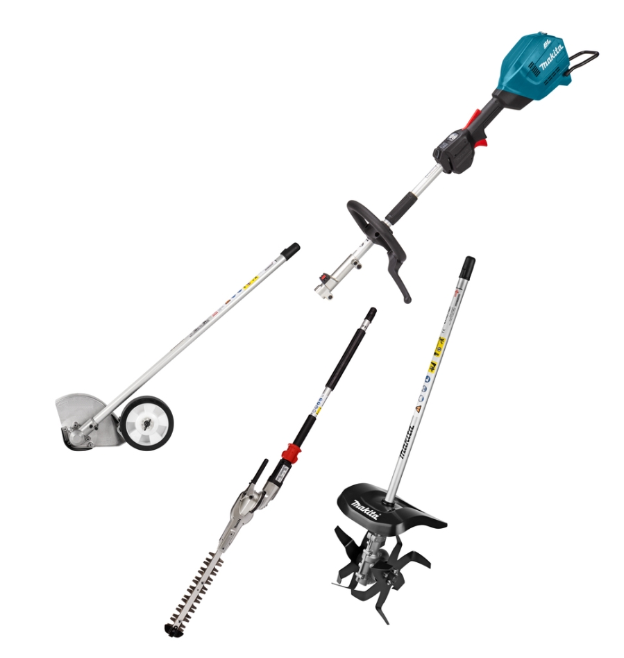 Makita UX01GZ13 Accu Combi System D-handle 40V Max excl. batteries and charger + Cultivator + shrub trimmer and edge trimmer attachment