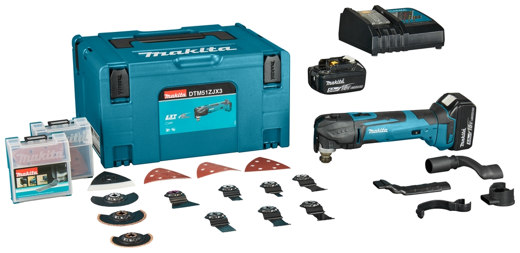 Makita DTM51RTJX3 Multitool 18 Volt 5.0 AH Li-ion + Accessory Kit