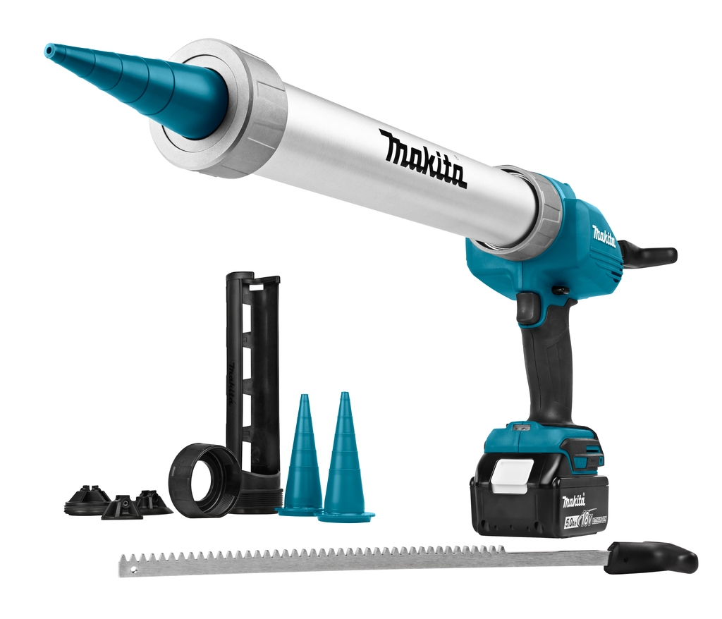 Makita DCG180RTX cordless caulking gun 18V 5.0Ah Li-Ion with cartridge holder 300 and 600ml