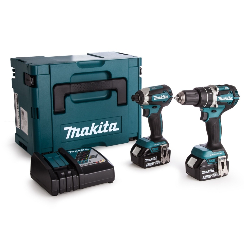 Makita DLX2180TJ - DHP484 Cordless Combi Drill + DTD153 Cordless Impact Driver 18 Volt 5,0 Ah Li-ion