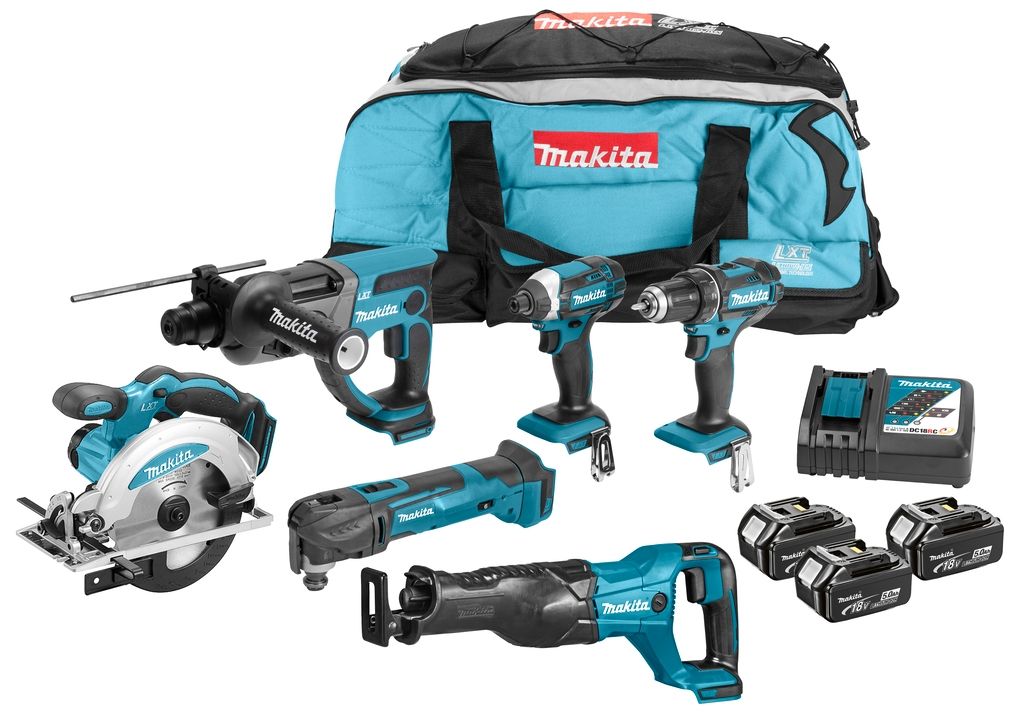 Makita DLX6038T Combo Set DDF482|DTD152|DHR202|DJR186|DSS610|DTM51 18V 5.0 Ah Li-ion