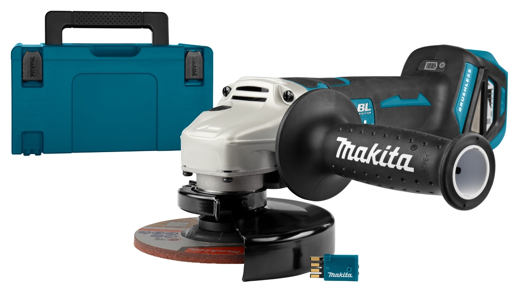 Makita DGA518ZJU 18V Angle grinder 125 mm (AWS) with brake. in MakPac excl. batteries and charger