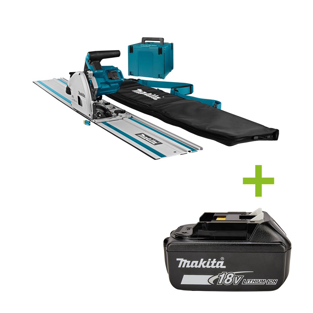 Makita DSP601ZJU2 Cordless Circular Saw AWS + 2 x 18V without batteries and charger + guide rail 1500mm bag