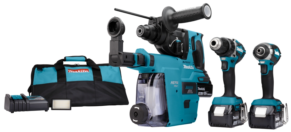 Makita DLX3106TW1 Combo Set DDF484|DTD153|DHR242 18V 5.0Ah Li-ion 3 Batteries