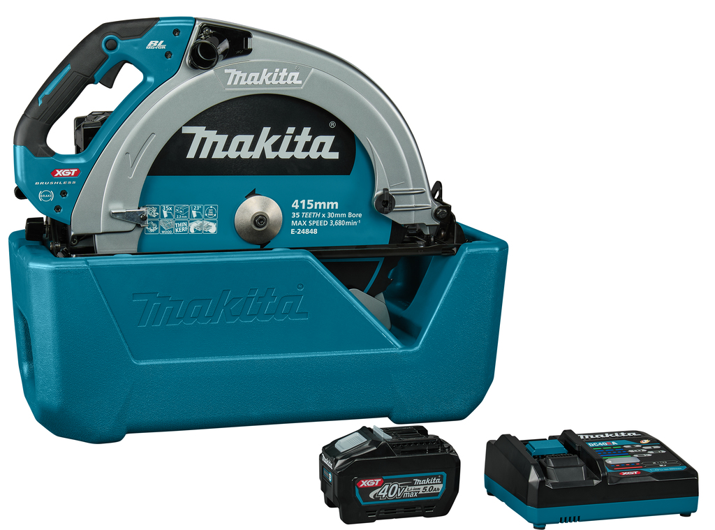Makita HS013GT101 XGT 40V Max cordless circular saw 415 mm 1x 5.0Ah battery and quick charger in box