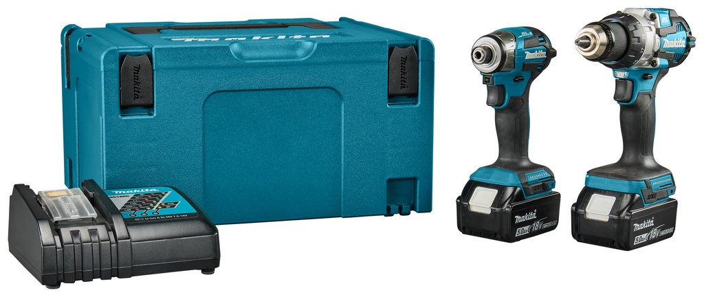 Makita DLX2528TJ Combination Set - DHP489 Cordless Hammer Drill + DTD173 Cordless Impact Driver, 18V 5.0Ah Li-Ion, in Mbox